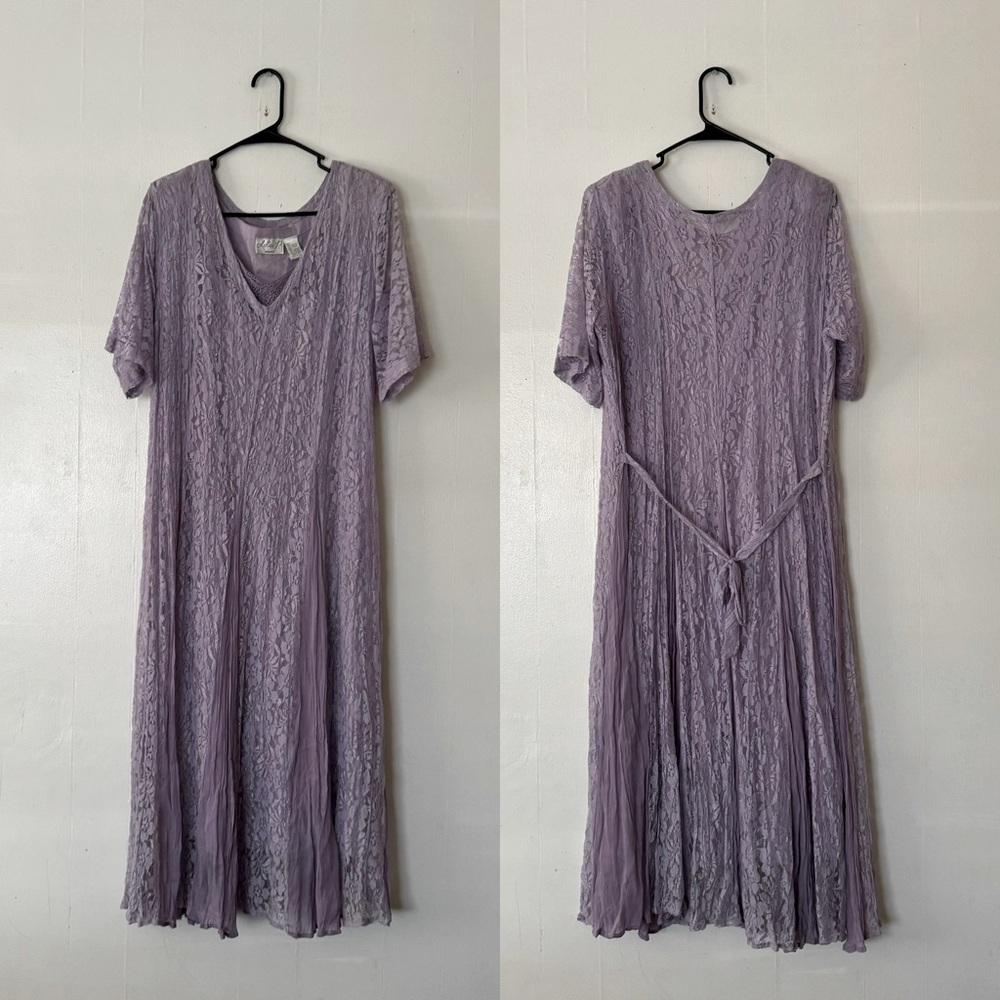 Lola P. Lace Overlay Dress Size 2X Lavender Purple